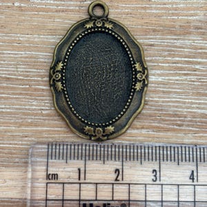 Antique Bronze 39 x 27mm Large Oval Fancy Bezel Pendant x2