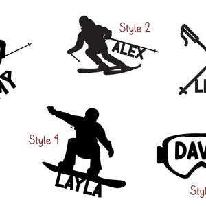 Ski personnalisé | Snowboard | Étiquettes en vinyle pour casque de ski ~ N'importe quel nom ~ Beaucoup de couleurs ~ Pour les bouteilles | Boîtes à lunch | Livres | Personnalisé