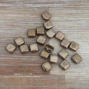 CzechMate Two Hole Glass Beads | Bricks or Tiles | 20 Beads Loose | Golds & Greens