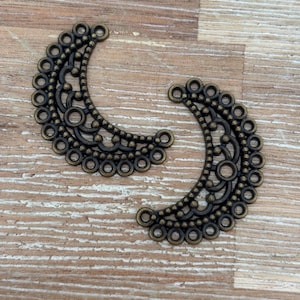 Moon Chandelier Antique Bronze 35 x 23mm Connector/Drop | Jewellery Making | 2 Pieces