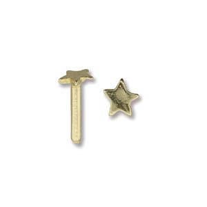 May include: Two gold-colored star-shaped earrings. One earring is a stud, and the other has a post. The earrings are set against a white background.