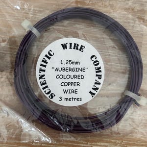 Jewellery Making Coloured Copper Craft Wire | 1.25mm Round | Aubergine