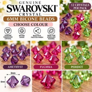 Genuine Swarovski Crystal 6mm Bicone Beads | 12 Crystals | Choose Colour | Final Stock