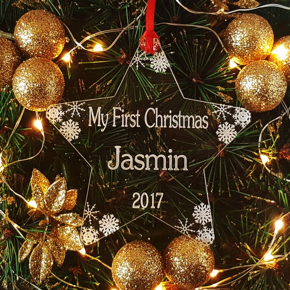 Personalised Baby/'s 1st babioles de Noël Woodland Rabbit Arbre de Noel Décoration