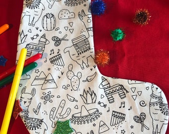 Chaussette de Noël à colorier