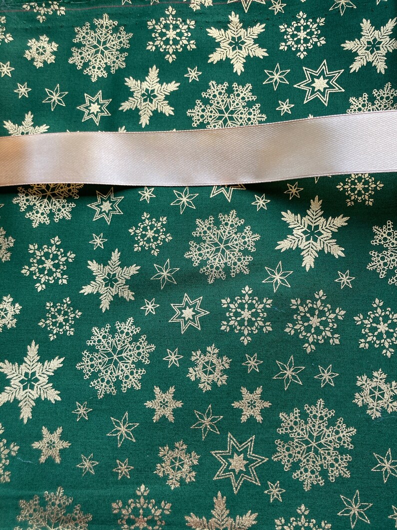Emballage Pochette Cadeau fête de Noël réutilisable et écologique Flocons / vert