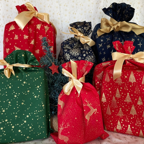 Emballage Pochette Cadeau fête de Noël réutilisable et écologique