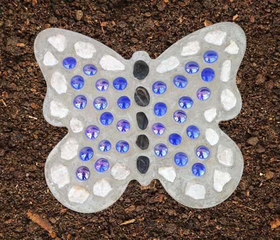 Blue And White Butterfly Stone Etsy etsy