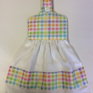 Easter Hand Towel/Hanging Oven/ Refrigerator Towel/ Buttoned Handle/Sparkly Plaid