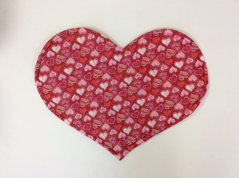 White And Pink HeartsRed With Pink Glitter Hearts on Reverse ValentineSingleReversible PlacematRed Sparkly Background with Red