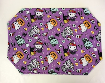 PLACEMATS/Halloween/Tea Mats/Table Mats/Dining Mats/Kitty/Reversible/Set of 2