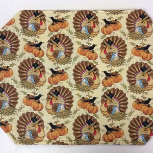 Autumn/Fall/Thanksgiving Reversible Placemats/Set of 4 Or 6/Turkey Placemats/Kitchen Placemats/Holiday Placemats
