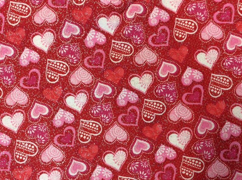 White And Pink HeartsRed With Pink Glitter Hearts on Reverse ValentineSingleReversible PlacematRed Sparkly Background with Red