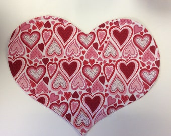 Valentine/Reversible Placemats/Set of 4 Or 6/Paisley Red, White And Pink Hearts/Red Glitter Hearts on Reverse