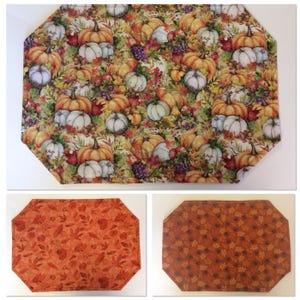 Autumn/Fall/Thanksgiving/Reversible Placemats/Pumpkin Patch/Set of 4/Set Of 6