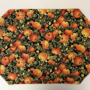 Autumn/Fall/Thanksgiving/Reversible Placemats/Pumpkin Patch With Gold/Set Of 2