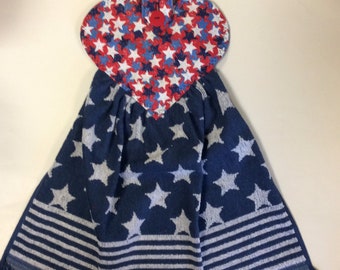 Patriotic/Hanging Hand Towel/Oven/Refrigerator Towel/Sparkly Stars And Stripes