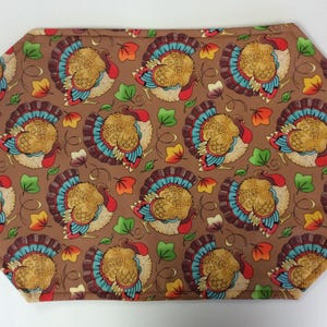 Autumn/Fall/Thanksgiving/Reversible Placemats/Set of 4 Or 6/Turkey Placemats/Kitchen Placemats/Holiday Placemats