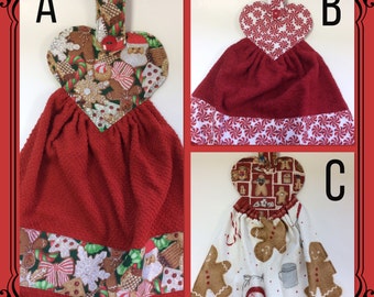 Christmas Hanging Oven/ Refrigerator Towel/ Buttoned Handle