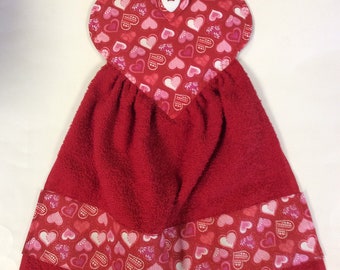 Refrigerator/ Oven/ Hanging Hand Towel/ Valentine&#39;s Day/ Heart Button/Sparkly Print