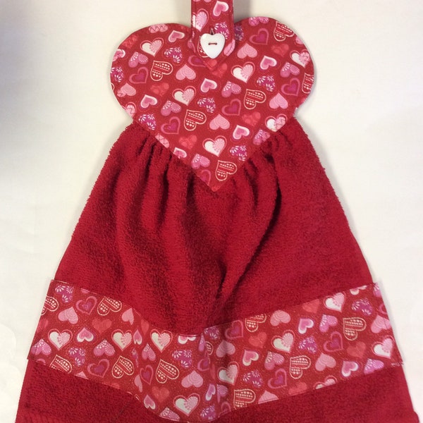 Refrigerator/ Oven/ Hanging Hand Towel/ Valentine's Day/ Heart Button/Sparkly Print