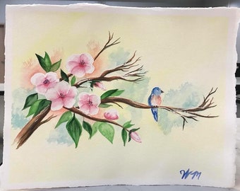 Le Plus Petit Oiseau -A watercolor painting by Wendy Margrave