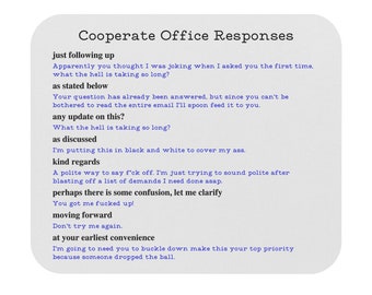 Cooperate Office Responses Funny Mouse Pad (Rectangle)