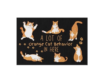 Orange Cat Behavior Outdoor Rug BLACK