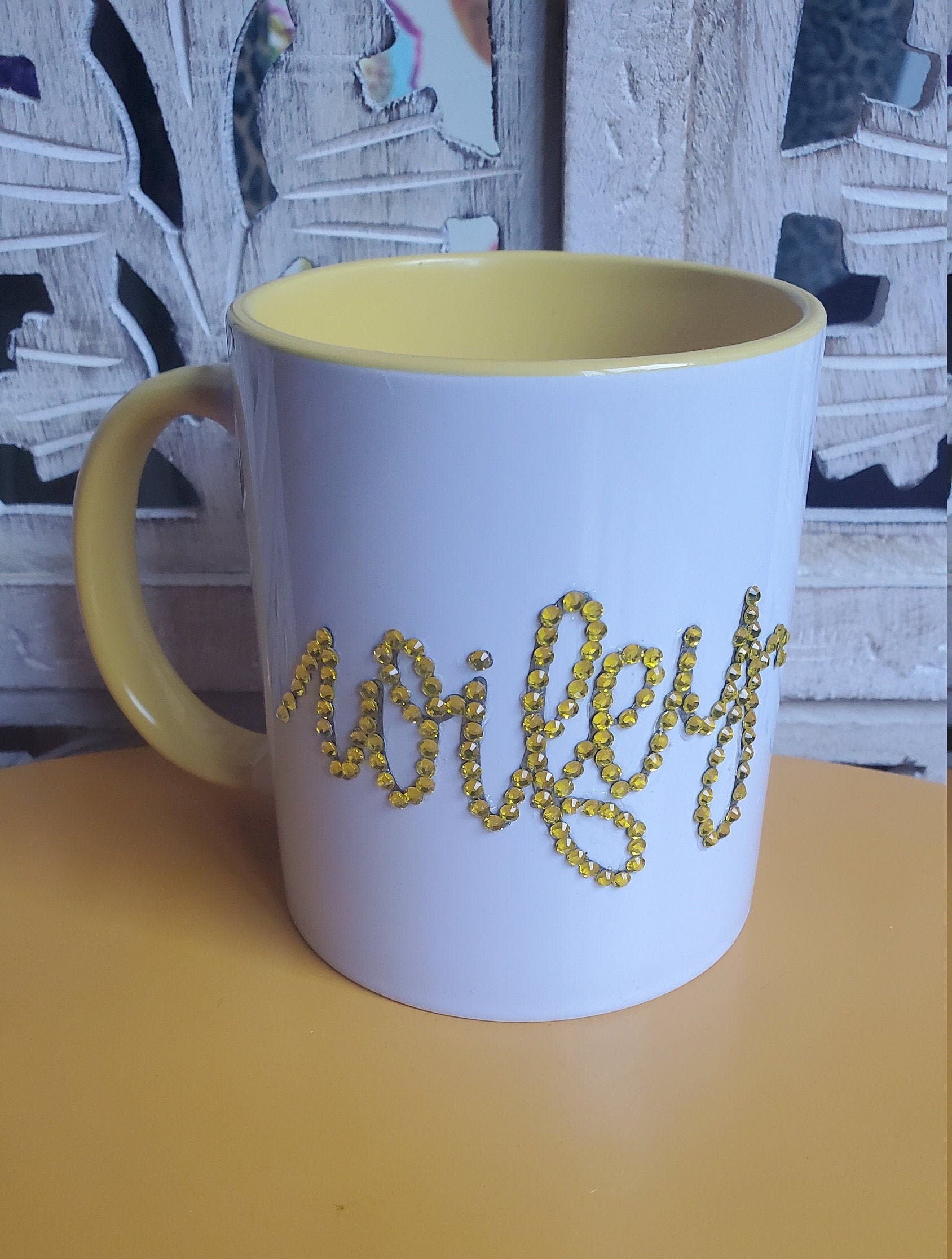 12oz Rhinestone Mug Yellow Etsy