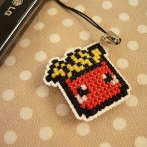 Cross stitch phone charm, gift for teens, cute keychain, kawaii charm, cute phone dangle, Cute Bag Charm, Dust Plug, Earphone Plug