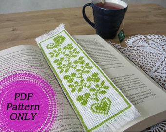 Pattern - Cross stitch bookmark - Green bird (download pdf)