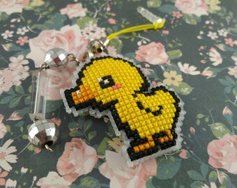 Cross stitch phone charm, gift for teens, cute keychain, kawaii charm, cute phone dangle, Cute Bag Charm, Dust Plug, Earphone Plug