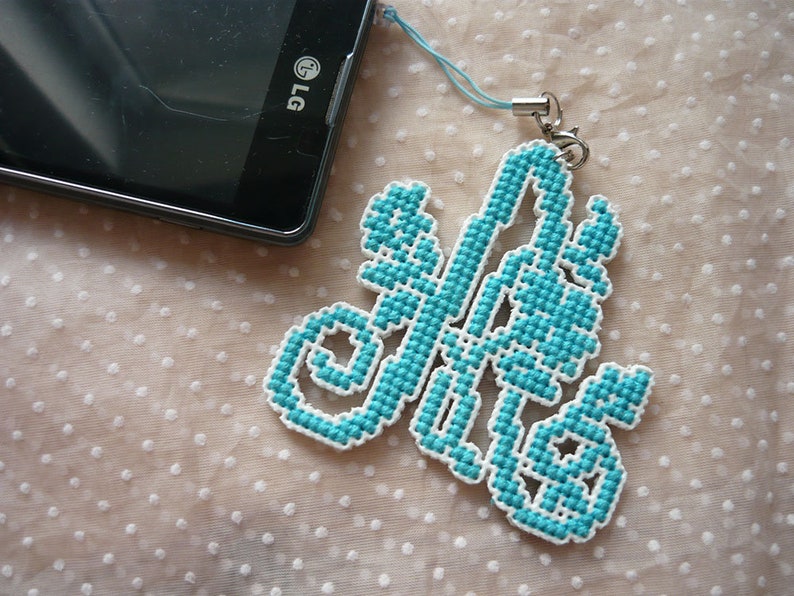 Personalised Cross Stitch Phone Charm Alphabet Letter Etsy