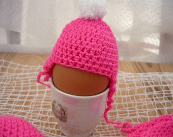 Eggs warmers - cap with tassel, kawaii egg cosies, table decorations