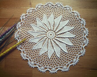 White crochet doily, Handmade table decoration, home decor, Centerpiece, Gift Idea