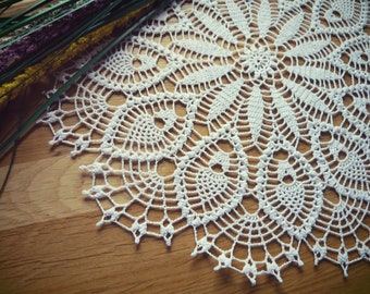 White crochet doily, Handmade table decoration, home decor, Centerpiece, Gift Idea