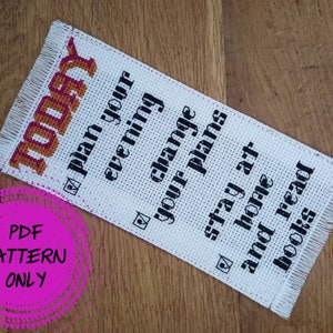 PDF Pattern - Cross stitch bookmark - List To Do (download pdf)