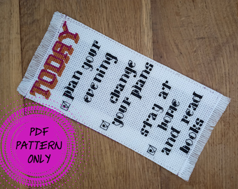 PDF Pattern - Cross stitch bookmark - List To Do (download pdf)