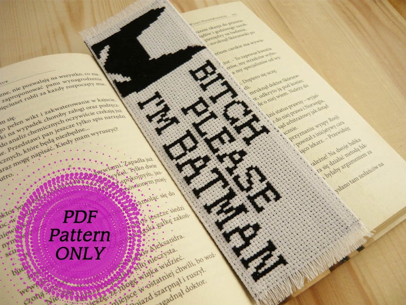 Pattern Cross Stitch Bookmark Batman download Pdf Etsy