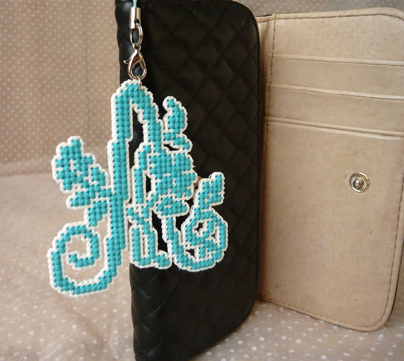 Personalised Cross Stitch Phone Charm Alphabet Letter Etsy