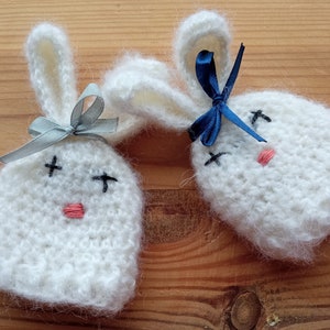 Calentadores de huevos - conejitos, cosies de huevo kawaii, decoraciones de mesa, cubierta de huevo de pascua de ganchillo