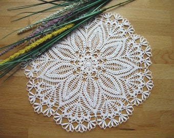 White crochet doily, Handmade table decoration, home decor, Centerpiece, Gift Idea