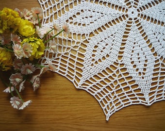 White crochet doily, Handmade table decoration, home decor, Centerpiece, Gift Idea