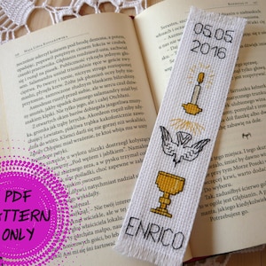 Pattern - Cross stitch bookmark - First Holy Communion Souvenir (download pdf)