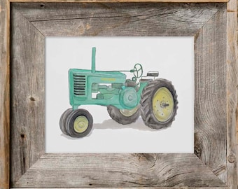 Watercolor Tractor Print // INSTANT DOWNLOAD // John Deere Tractor // Tractor Painting // Farm Decor // Farm Nursery Decor