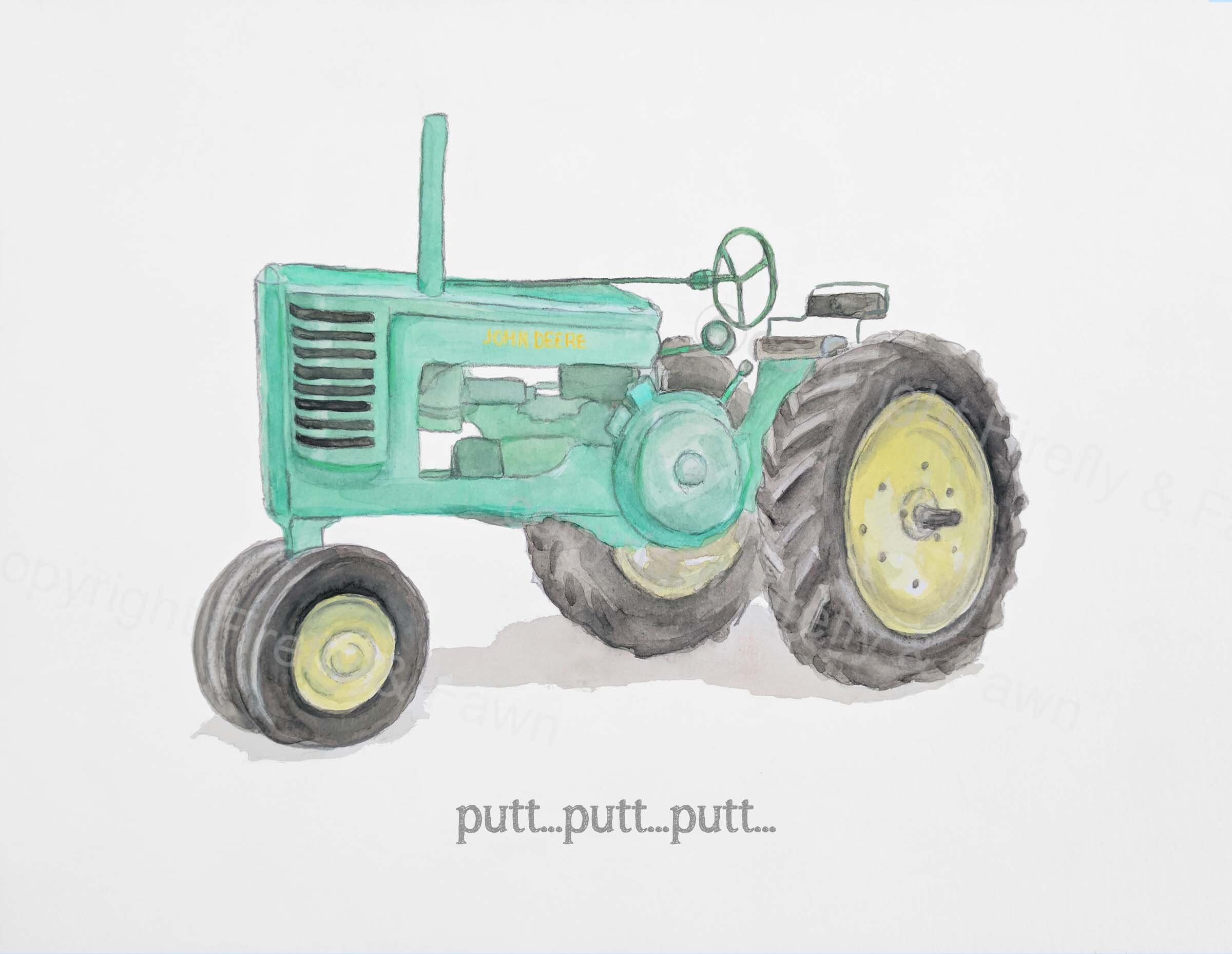 Watercolor Tractor Print INSTANT DOWNLOAD John Deere Etsy