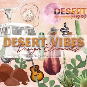 Clipart Desert Vibes // Elementy projektu pustyni // Clipart Boho // Clipart Boho pustyni / Clipart Southwest