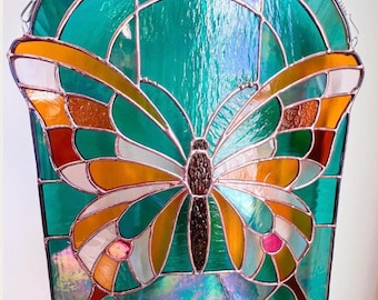 Butterfly and Arch Window Panel Stained Glass Pattern. PDF and PNG file types. Digital Download. Commercial License. No AI.