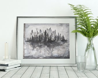 Through the Mist Giclee print - Misty Trees, Abstract Giclee Print, Abstract art, Colorado art, colorado decor