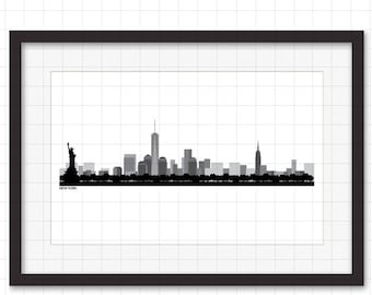 New York City Skyline - Digital ClipArt - Cityscape Clipart - svg, eps, png, pdf, jpg Wall Art